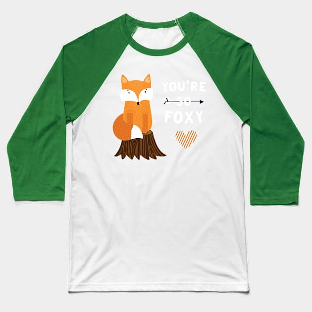 Valentine's Fox Baseball T-Shirt by Clown